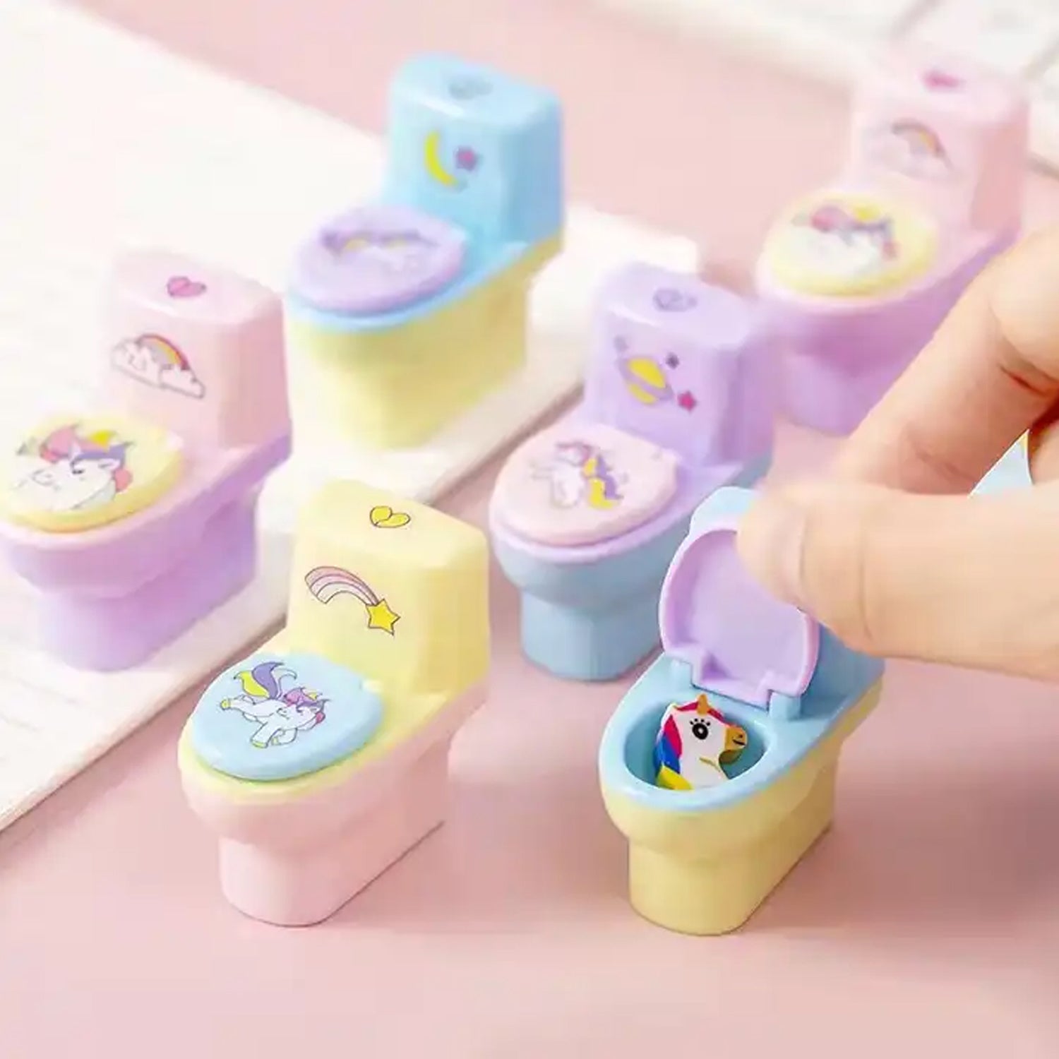 4556 Toilet Pencil Sharpener Plastic Pencil Sharpener Novelty Pencil Sharpener, Cute Cartoon, Stationery Gift, Small Toilet Shaped Sharpener with Eraser Wheel for School Kids (2 Pc Set) 4556 Toilet Pencil Sharpener Plastic Pencil Sharpener Novelty Pencil Sharpener, Cute Cartoon, Stationery Gift, Small Toilet Shaped Sharpener with Eraser Wheel for School Kids (2 Pc Set)